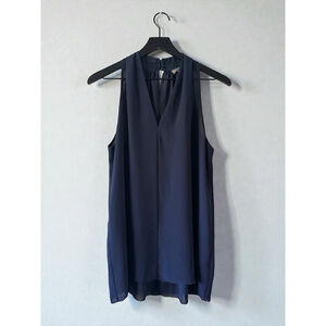 Vince Camuto Navy Sleeveless Layered Chiffon Blouse Top Size M